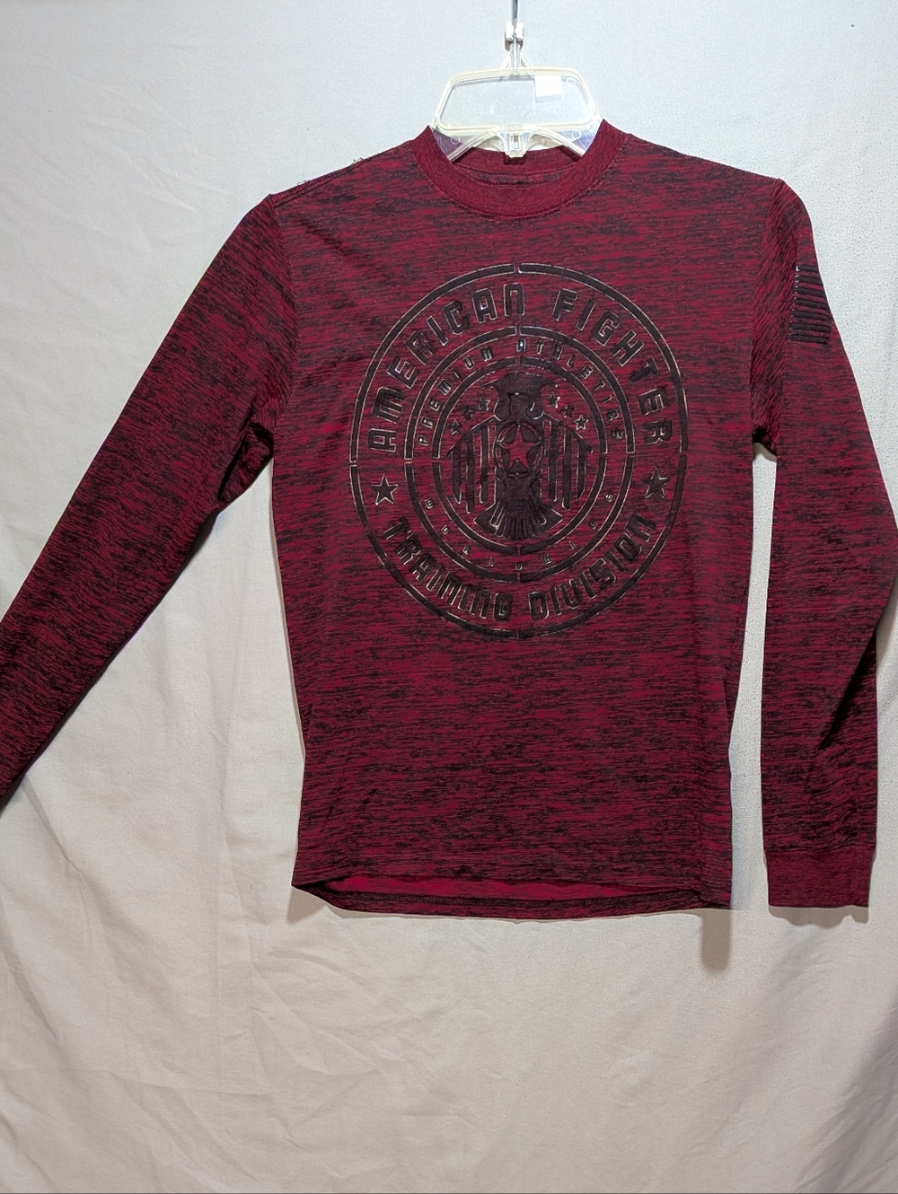 American Fighter Red Long Sleeve Graphic Shirt, Boys Sz Small